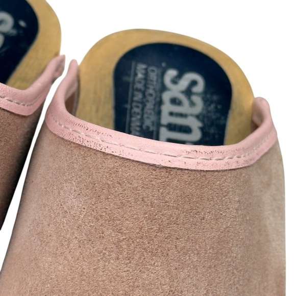 Vintage Sanita Orthopaedic Tan Suede Wood Heel Slip On Clog Shoe Size 39 - Picture 11 of 15